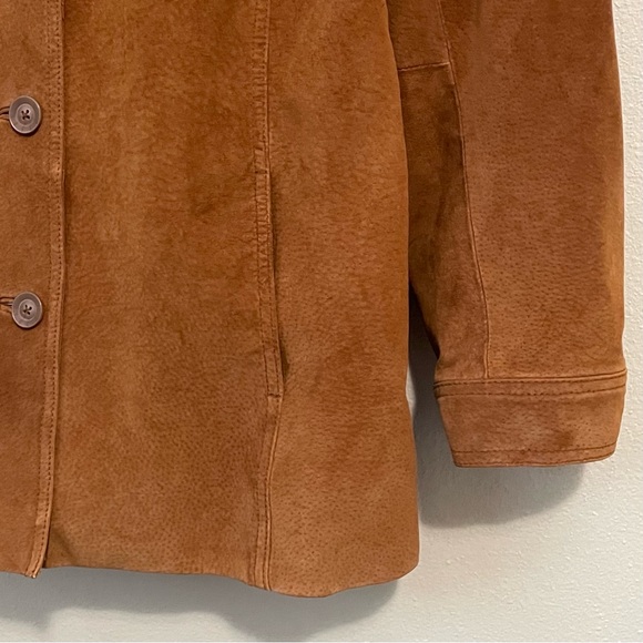 Cherokee Genuine Leather Jacket Womens L VTG 90S Camel Color Suede Button Up - Picture 7 of 16